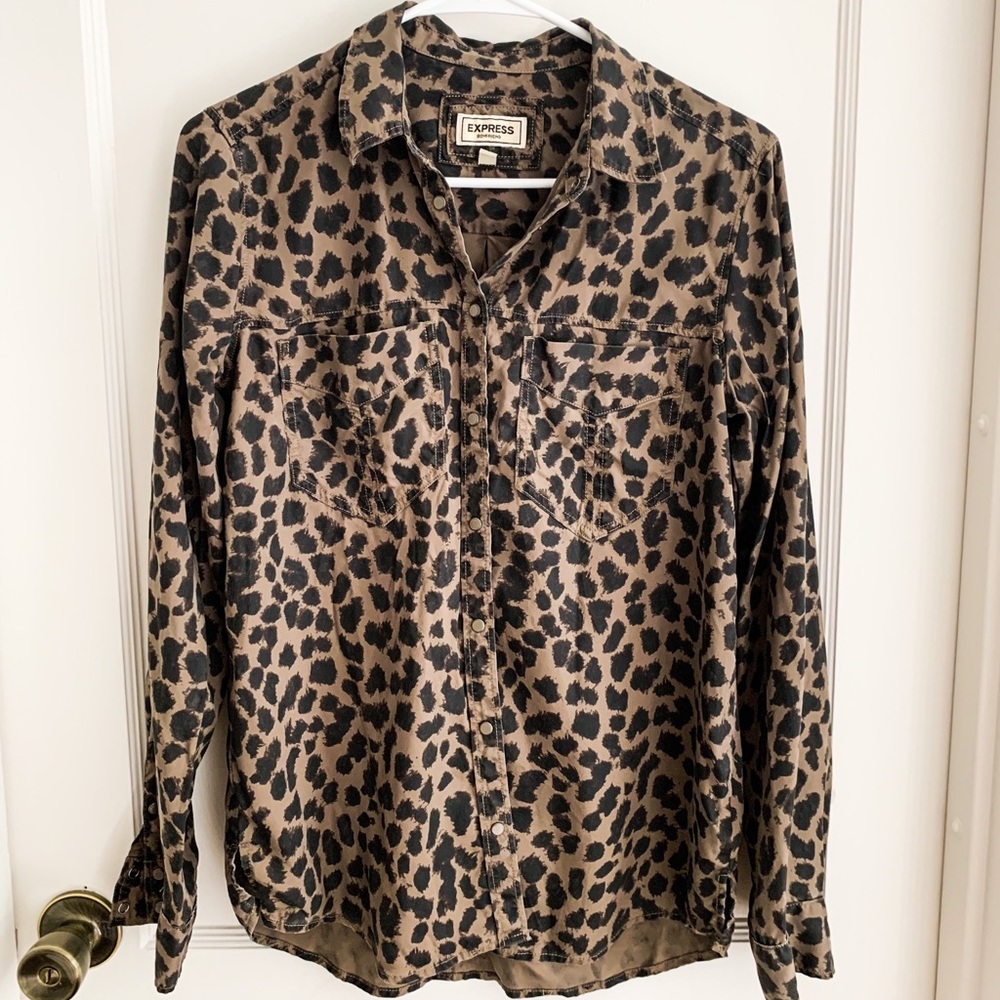 Express leopard button down shirt